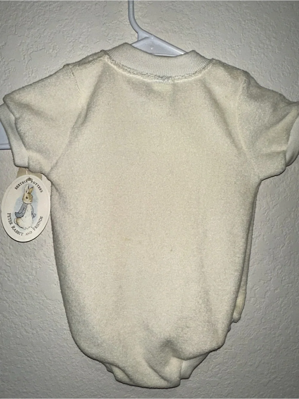 NWT Vintage Peter Rabbit Cream Terry-Knit Baby One-Piece with Zip 9 Months